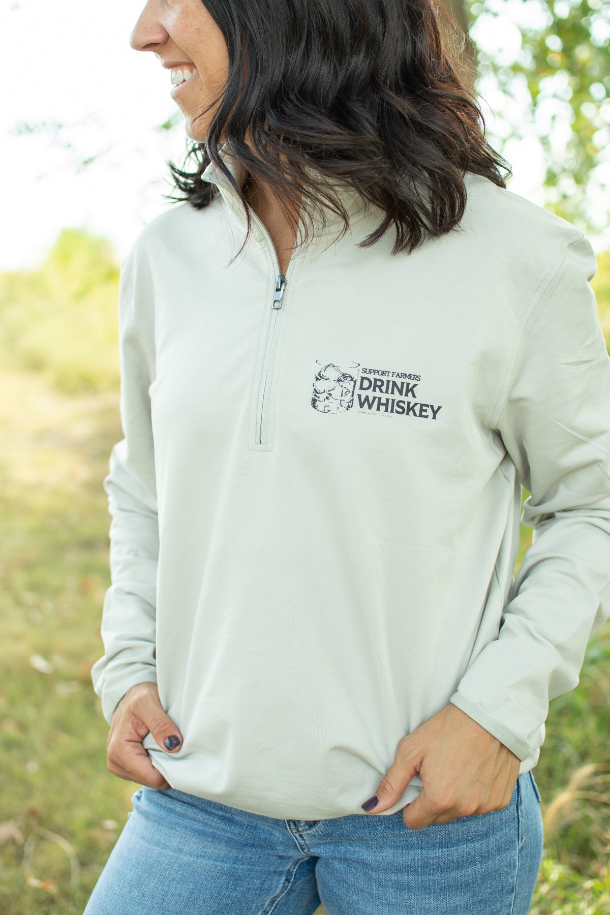 'Support Farmers Drink Whiskey' Performance 1/4 Zip Pullover