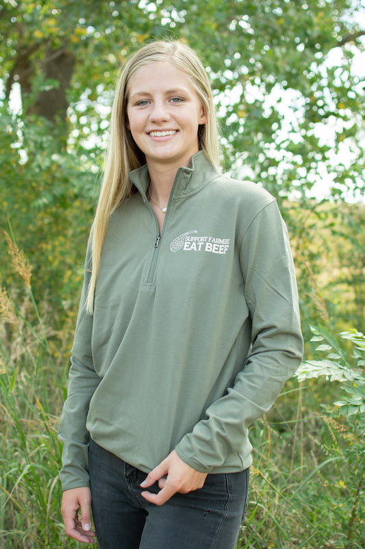 'Support Farmers Eat Beef' Performance 1/4 Zip Pullover