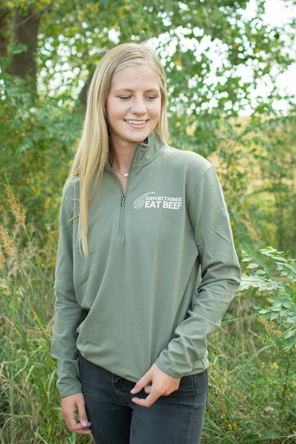'Support Farmers Eat Beef' Performance 1/4 Zip Pullover