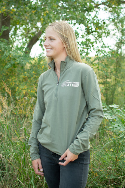 'Support Farmers Eat Beef' Performance 1/4 Zip Pullover