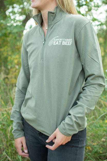'Support Farmers Eat Beef' Performance 1/4 Zip Pullover