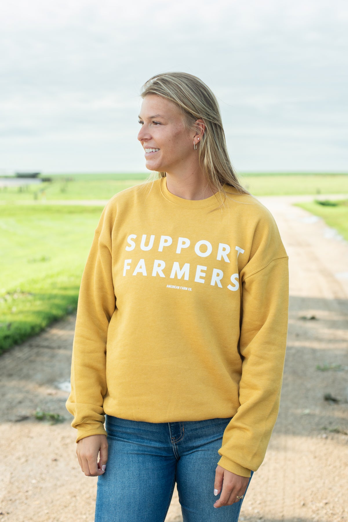 'Support Farmers' Mustard Crewneck