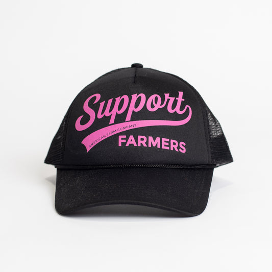 Support Farmers Pink Banner Foam Cap