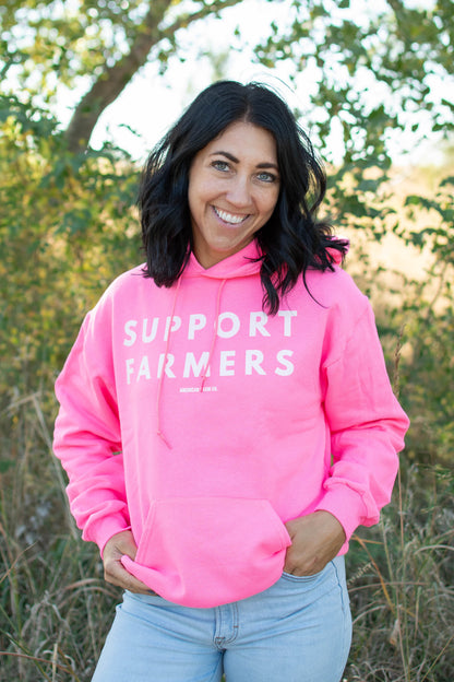 'Support Farmers' Pink Hoodie