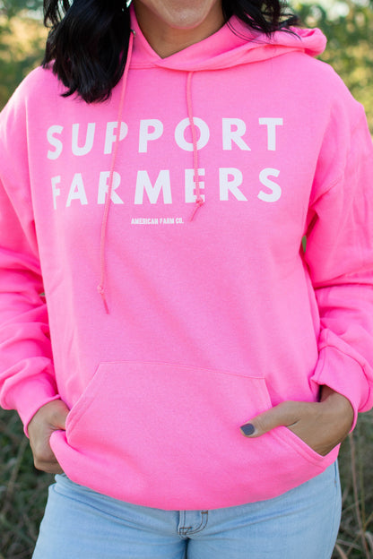 'Support Farmers' Pink Hoodie