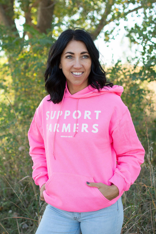 'Support Farmers' Pink Hoodie