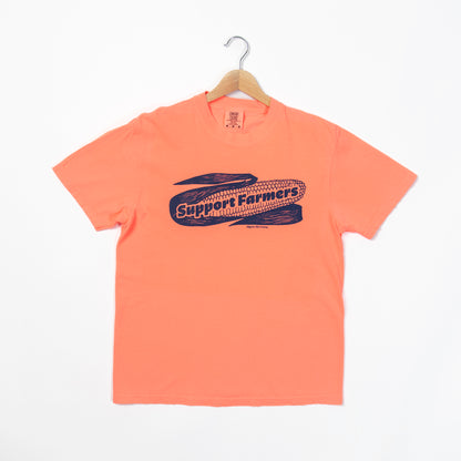 Retro Corn 'Support Farmers' Neon Orange Tee - American Farm Company