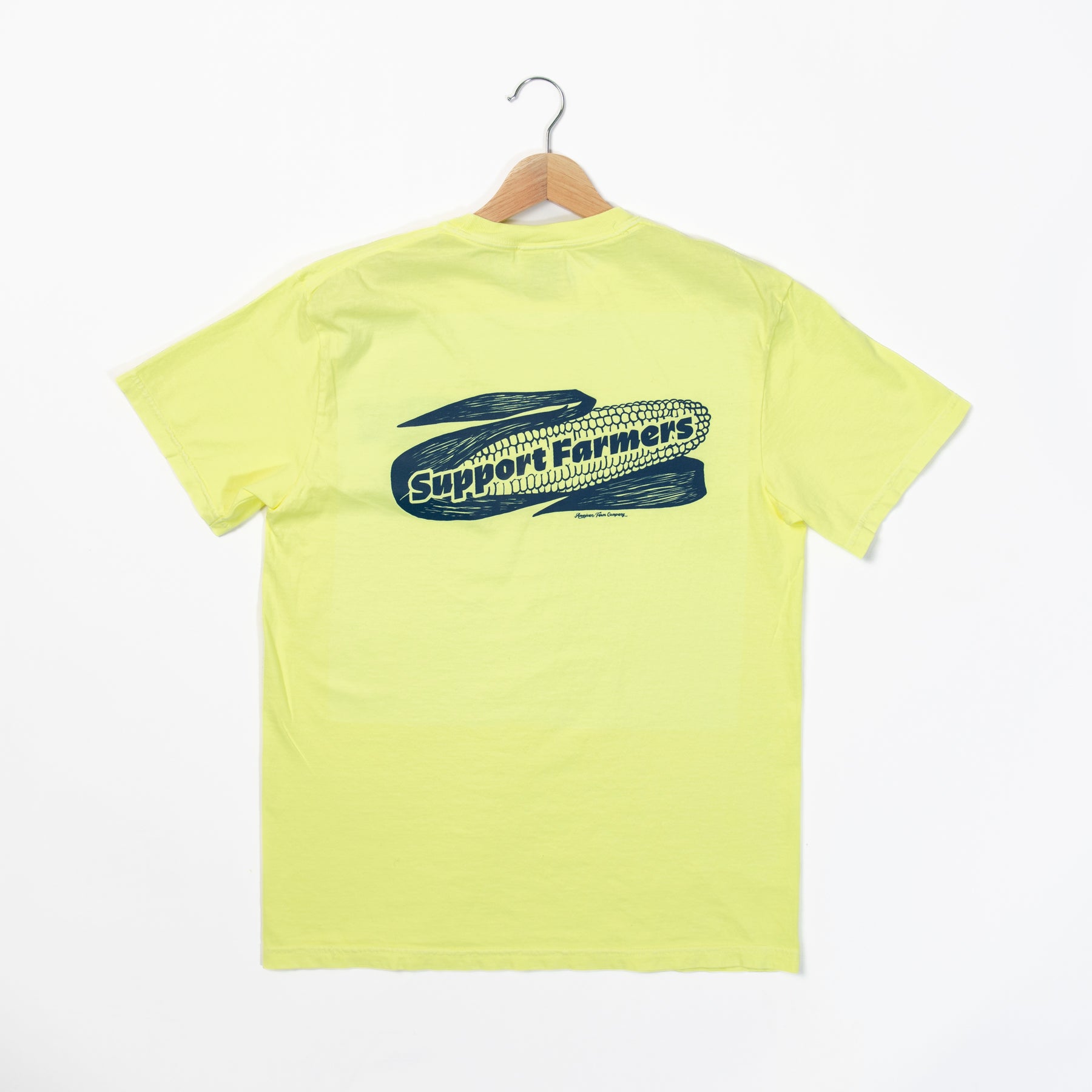 Retro Corn 'Support Farmers' Neon Yellow Tee - American Farm Company