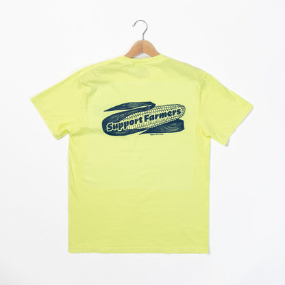 Retro Corn 'Support Farmers' Neon Yellow Tee - American Farm Company