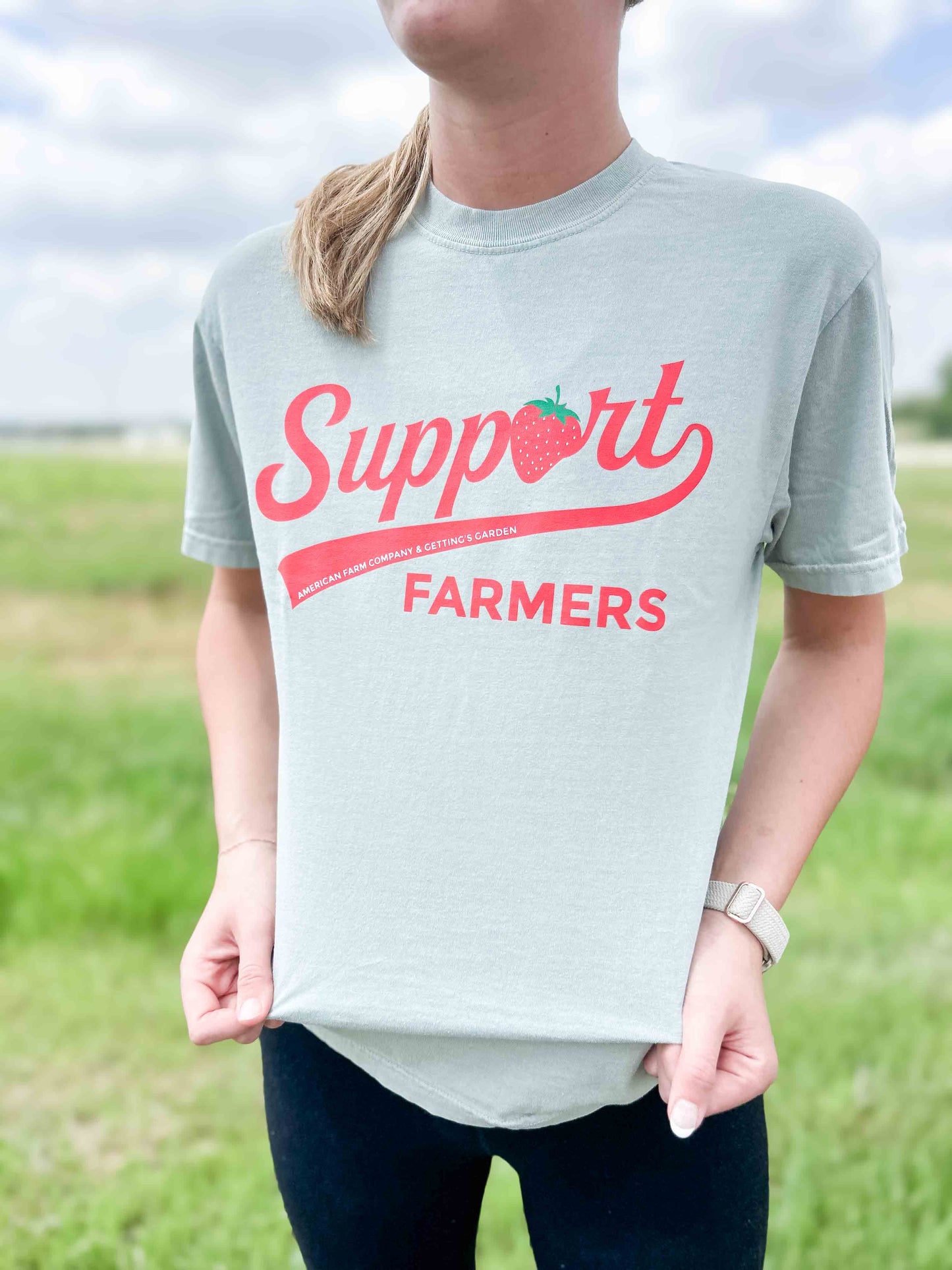 'Support Farmers' Strawberry Tee