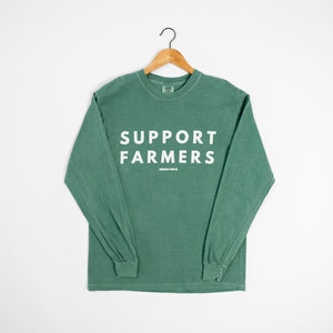 'Support Farmers' Washed Green Long Sleeve
