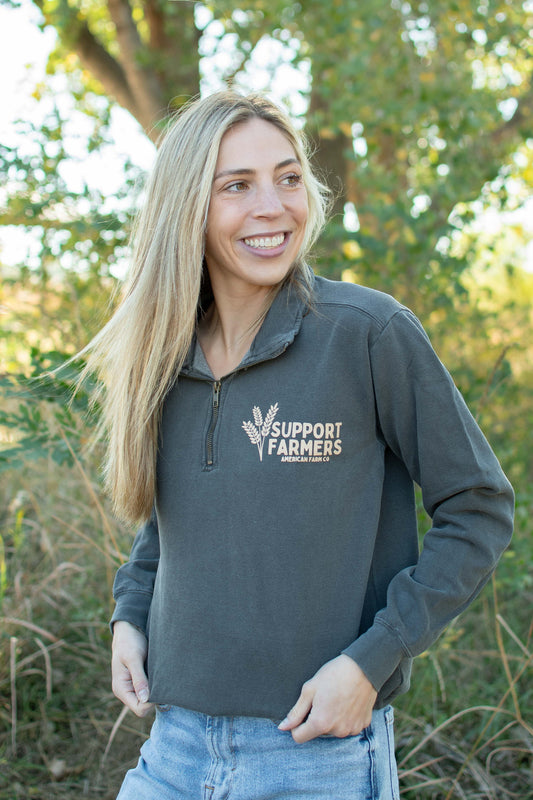 Support Farmers Wheat 1/4" Washed Charcoal Zip [W]