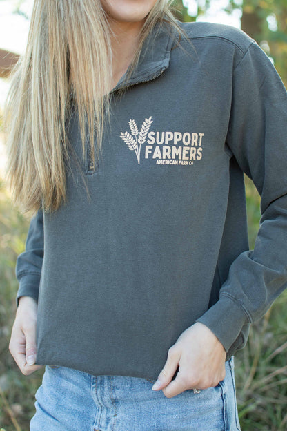 Support Farmers Wheat 1/4" Washed Charcoal Zip [W]