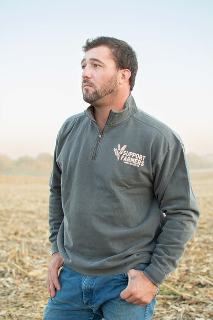 Support Farmers Wheat 1/4" Washed Charcoal Zip [M]