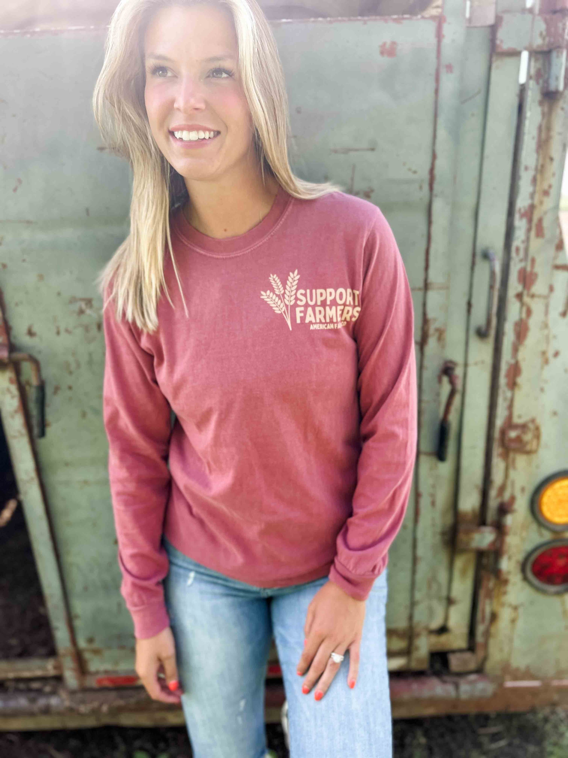 ‘Support Farmers’ Wheat Long Sleeve - American Farm Company