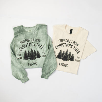 'Support Local Christmas Tree Farms' Fern Crewneck