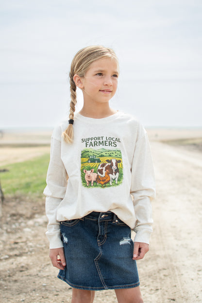 'Support Local Farmers' Toddler/Youth Long Sleeve