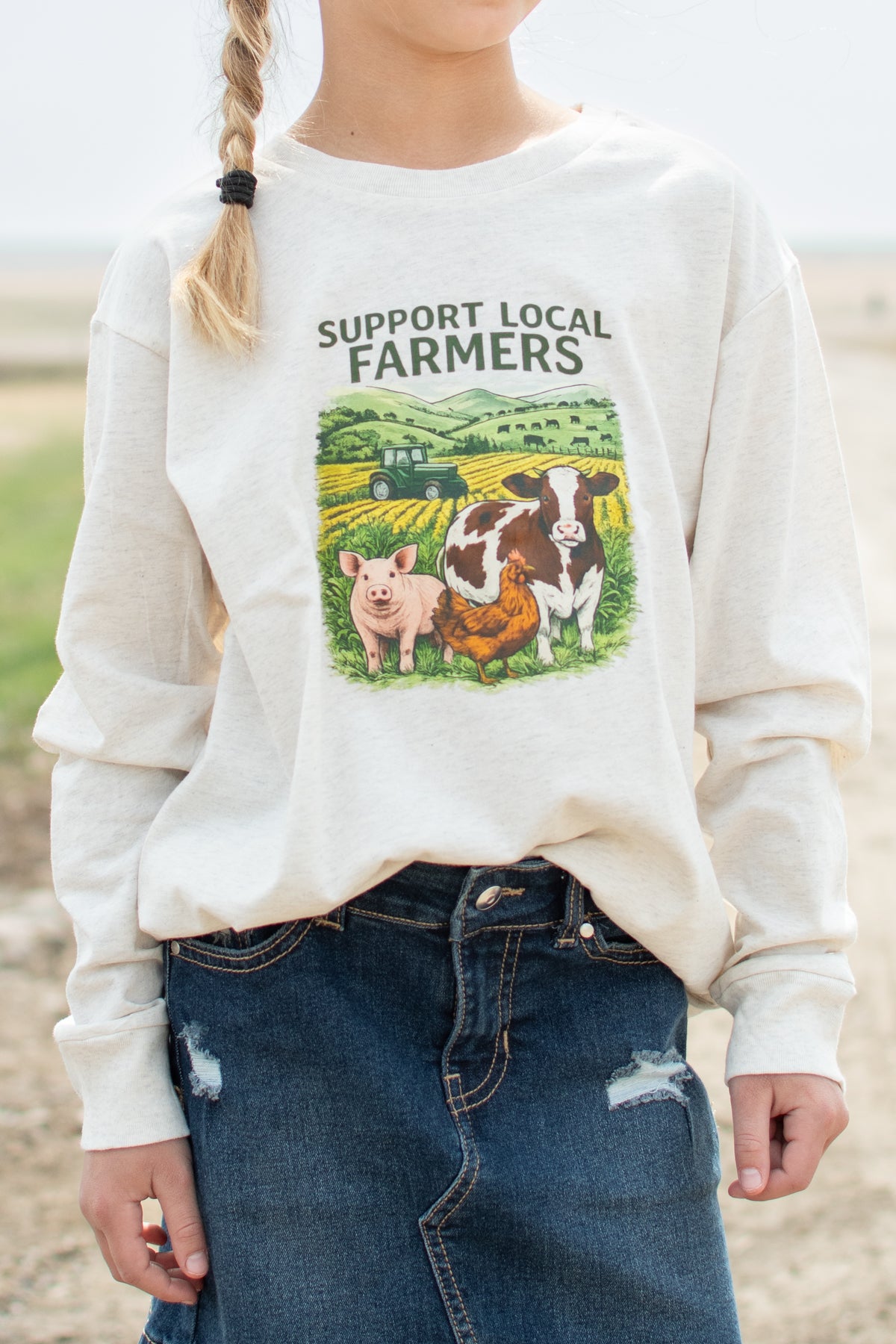 'Support Local Farmers' Toddler/Youth Long Sleeve