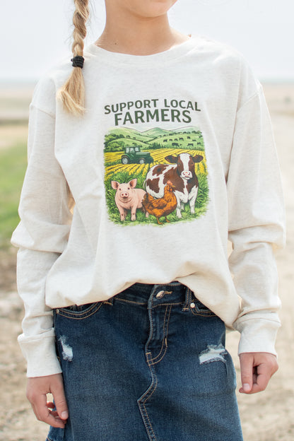 'Support Local Farmers' Toddler/Youth Long Sleeve