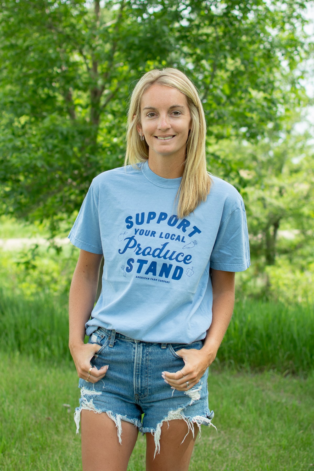'Support Your Local Produce Stand' Blue Tee