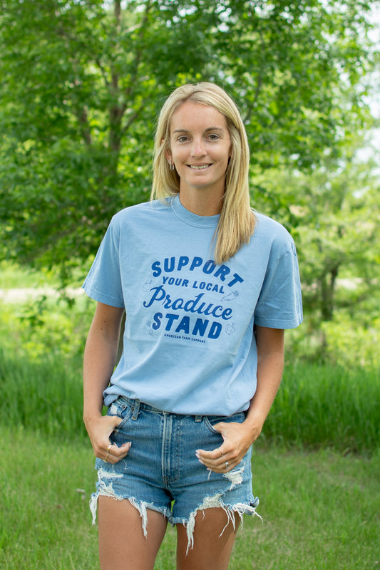 'Support Your Local Produce Stand' Blue Tee