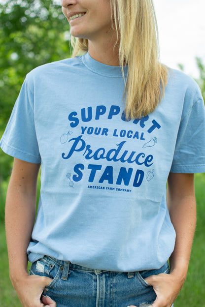 'Support Your Local Produce Stand' Blue Tee