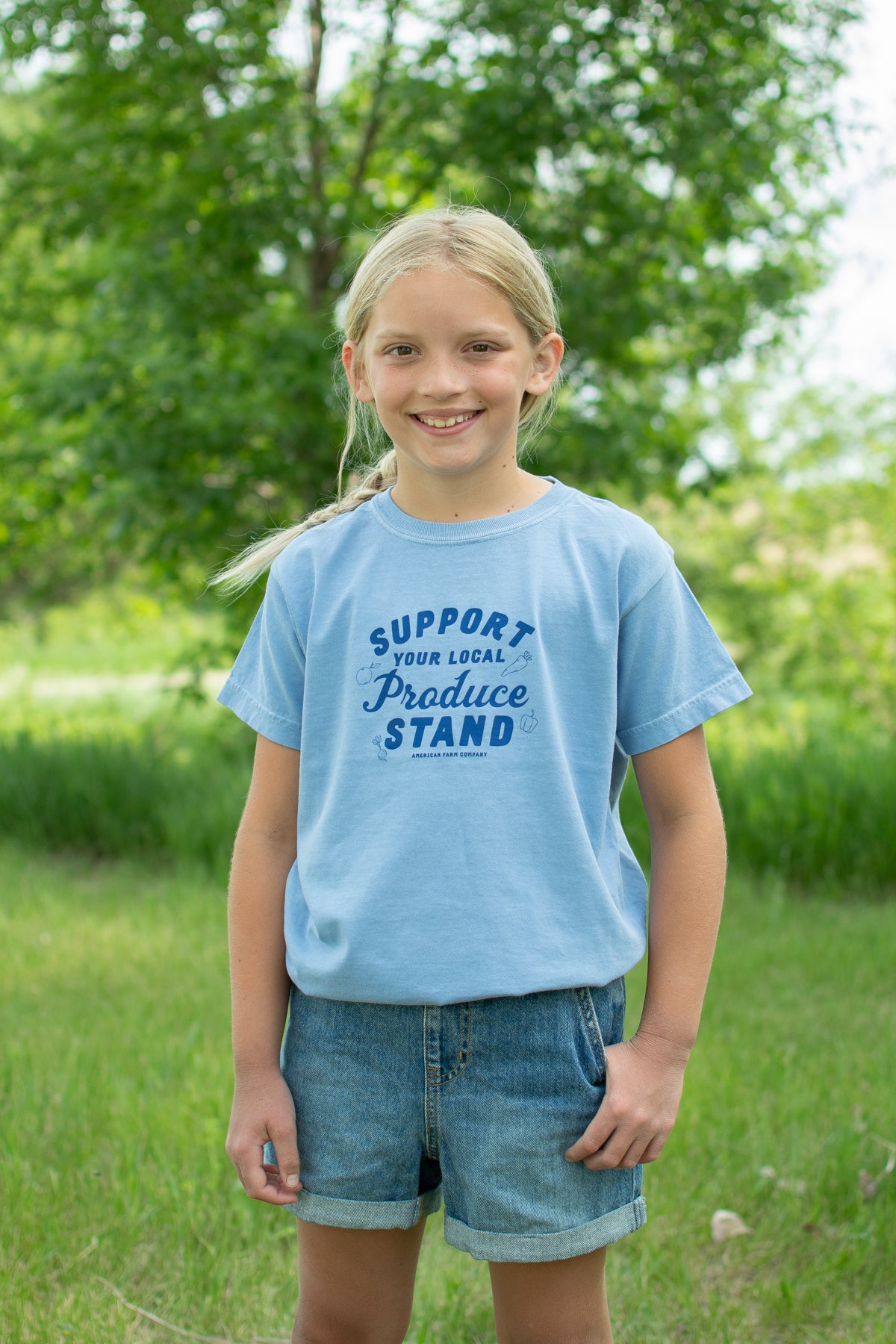 'Support Your Local Produce Stand' Blue Toddler/Youth Tee