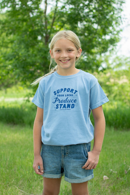 'Support Your Local Produce Stand' Blue Toddler/Youth Tee