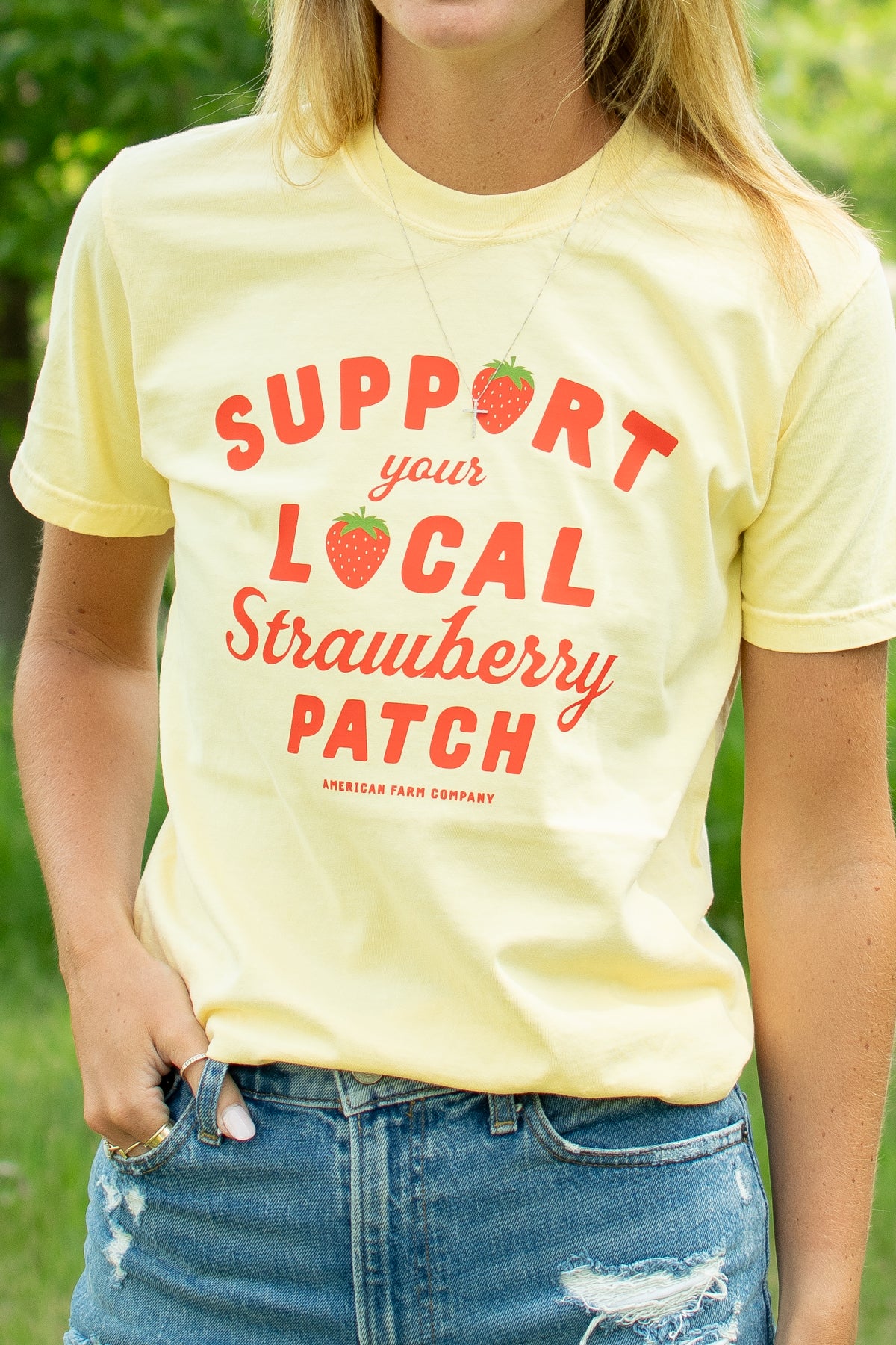 'Support Your Local Strawberry Patch' Yellow Tee