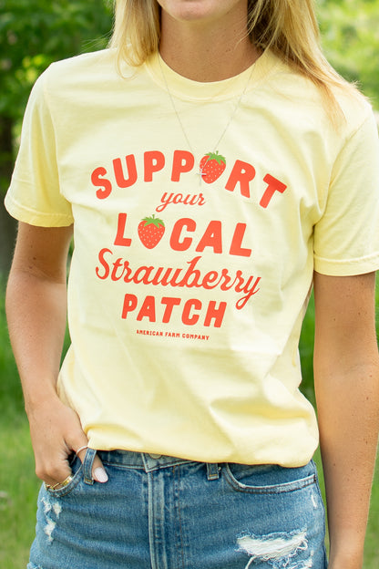 'Support Your Local Strawberry Patch' Yellow Tee