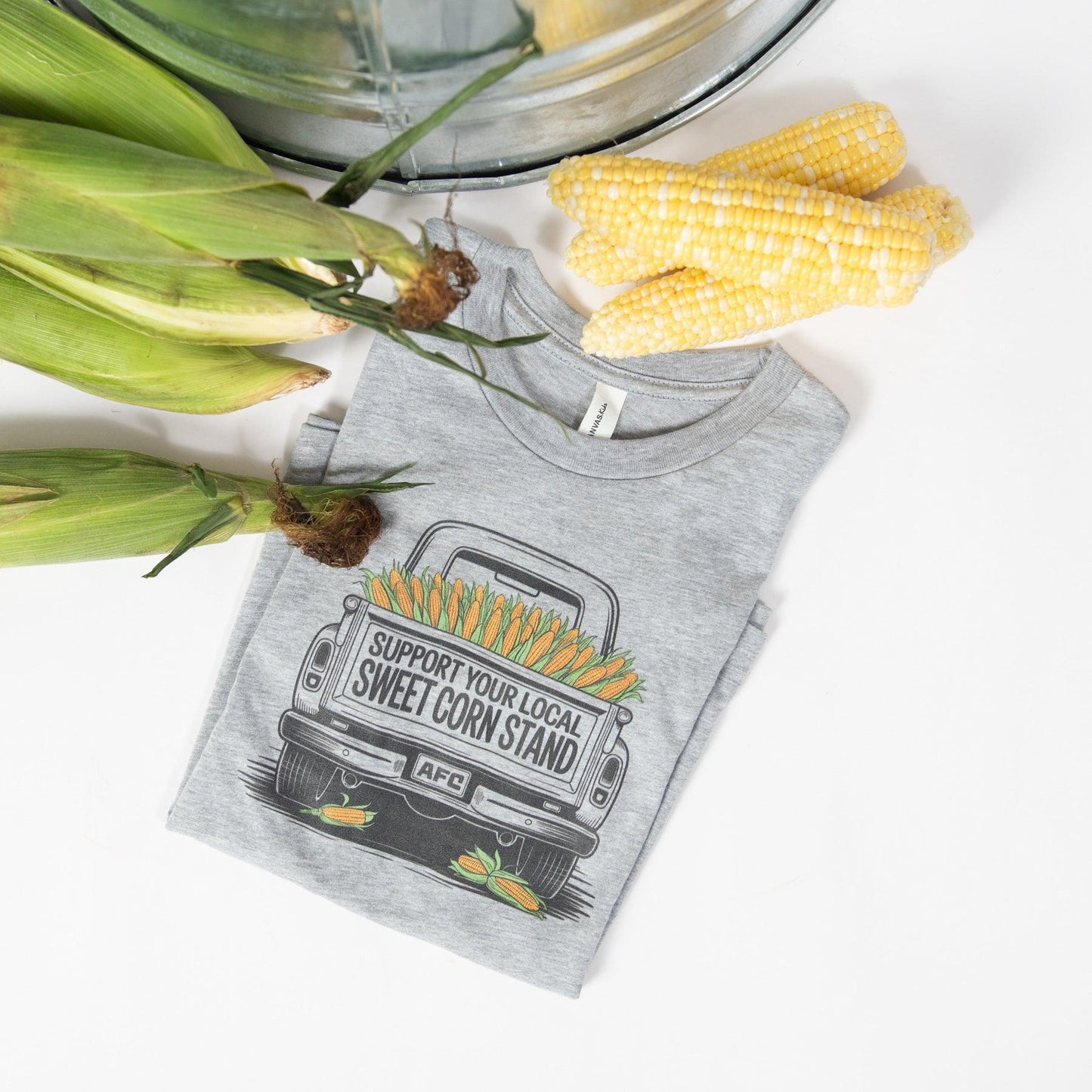'Support Your Local Sweet Corn Stand' Truck Gray Toddler/Youth Tee