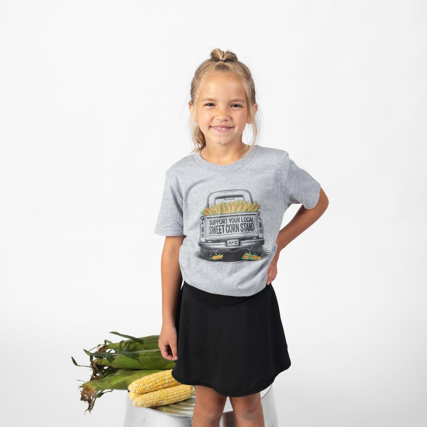 'Support Your Local Sweet Corn Stand' Truck Gray Toddler/Youth Tee