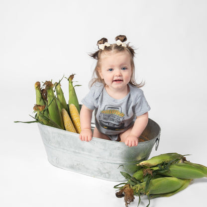'Support Your Local Sweet Corn Stand' Truck Gray Onesie