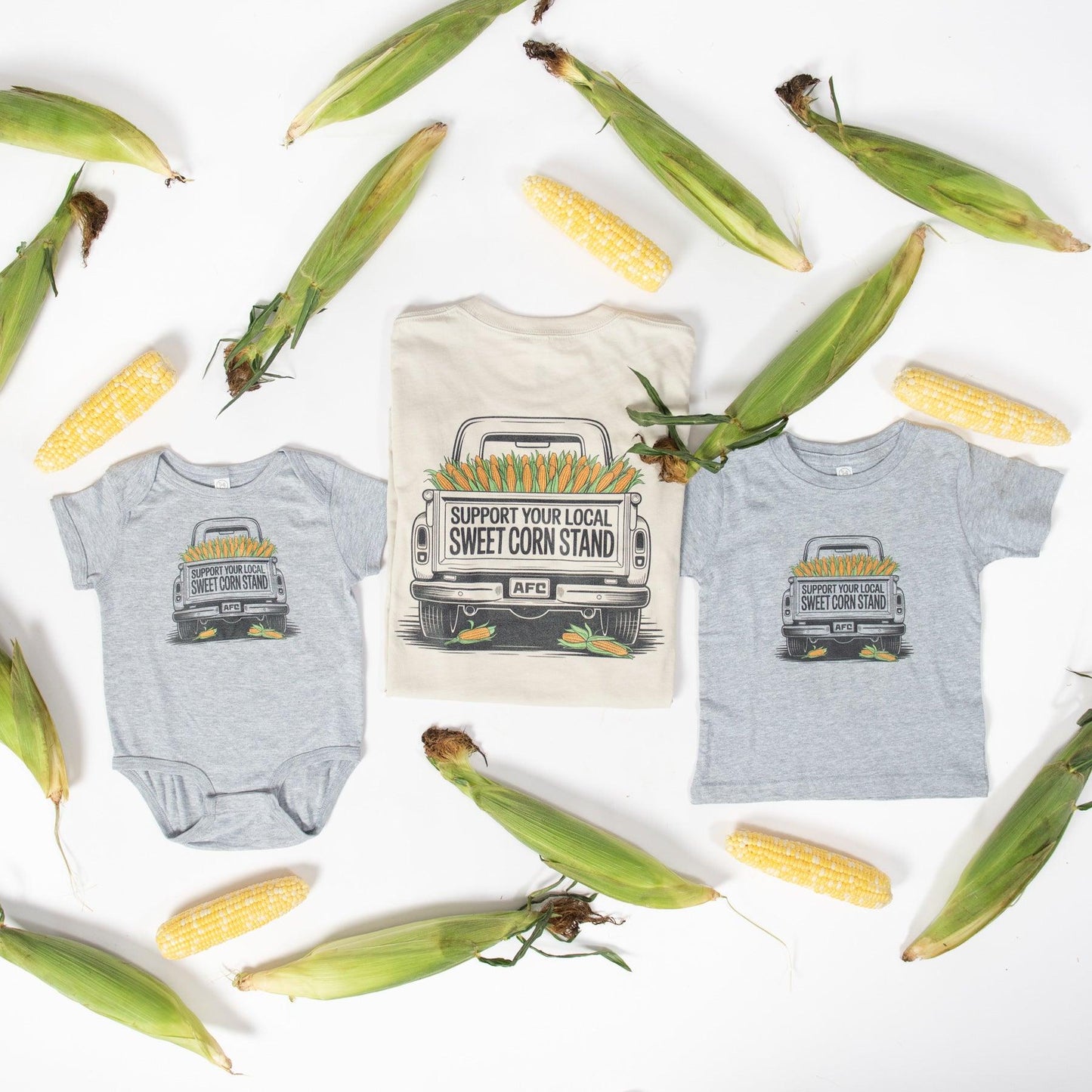 'Support Your Local Sweet Corn Stand' Truck Gray Toddler/Youth Tee