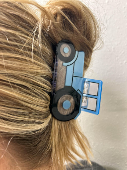 Blue Tractor Hair Clip