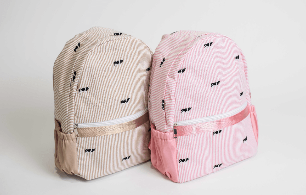 Pink Stripe Embroidered Backpack - American Farm Company