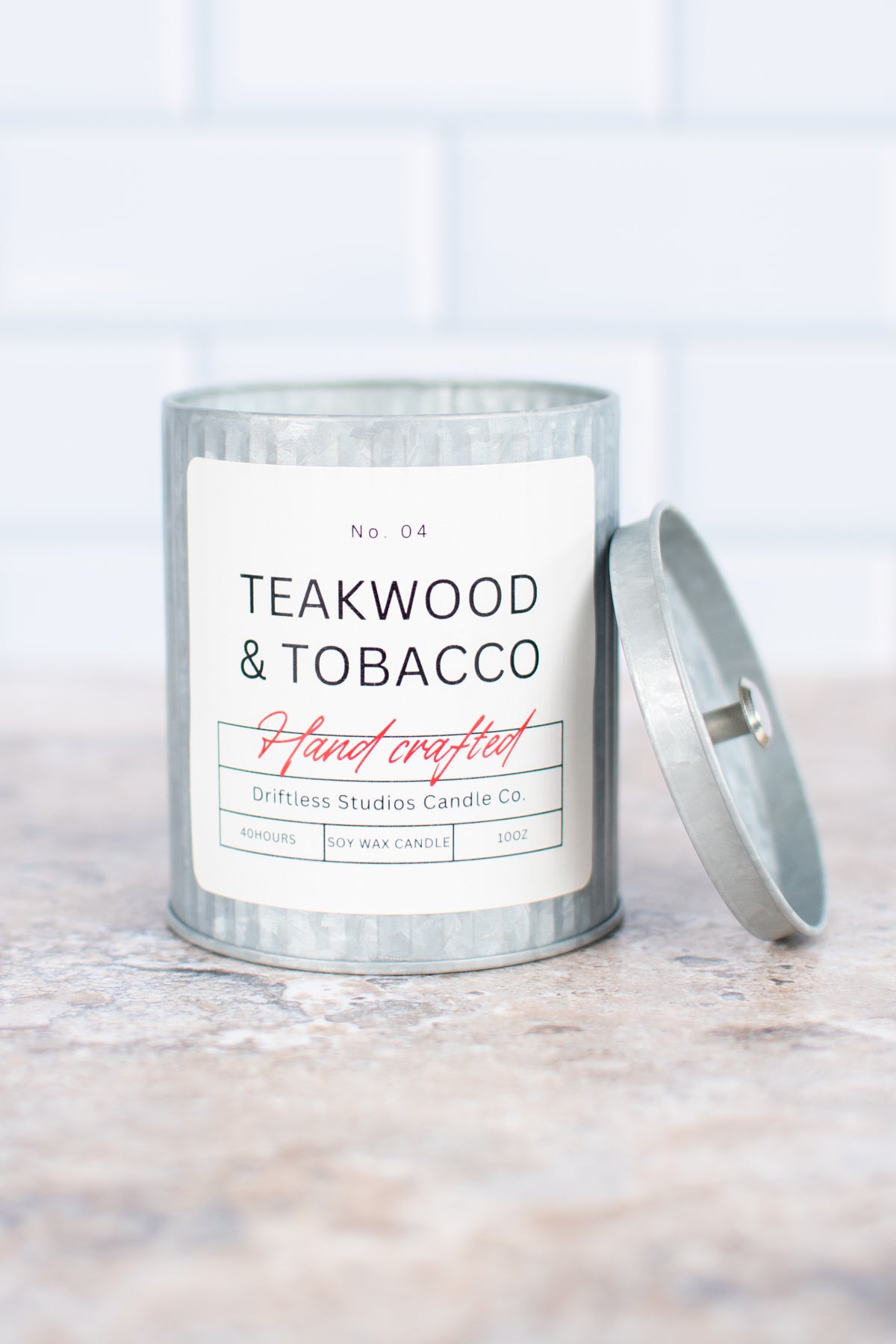 Teakwood & Tobacco Farmhouse Tin Candle