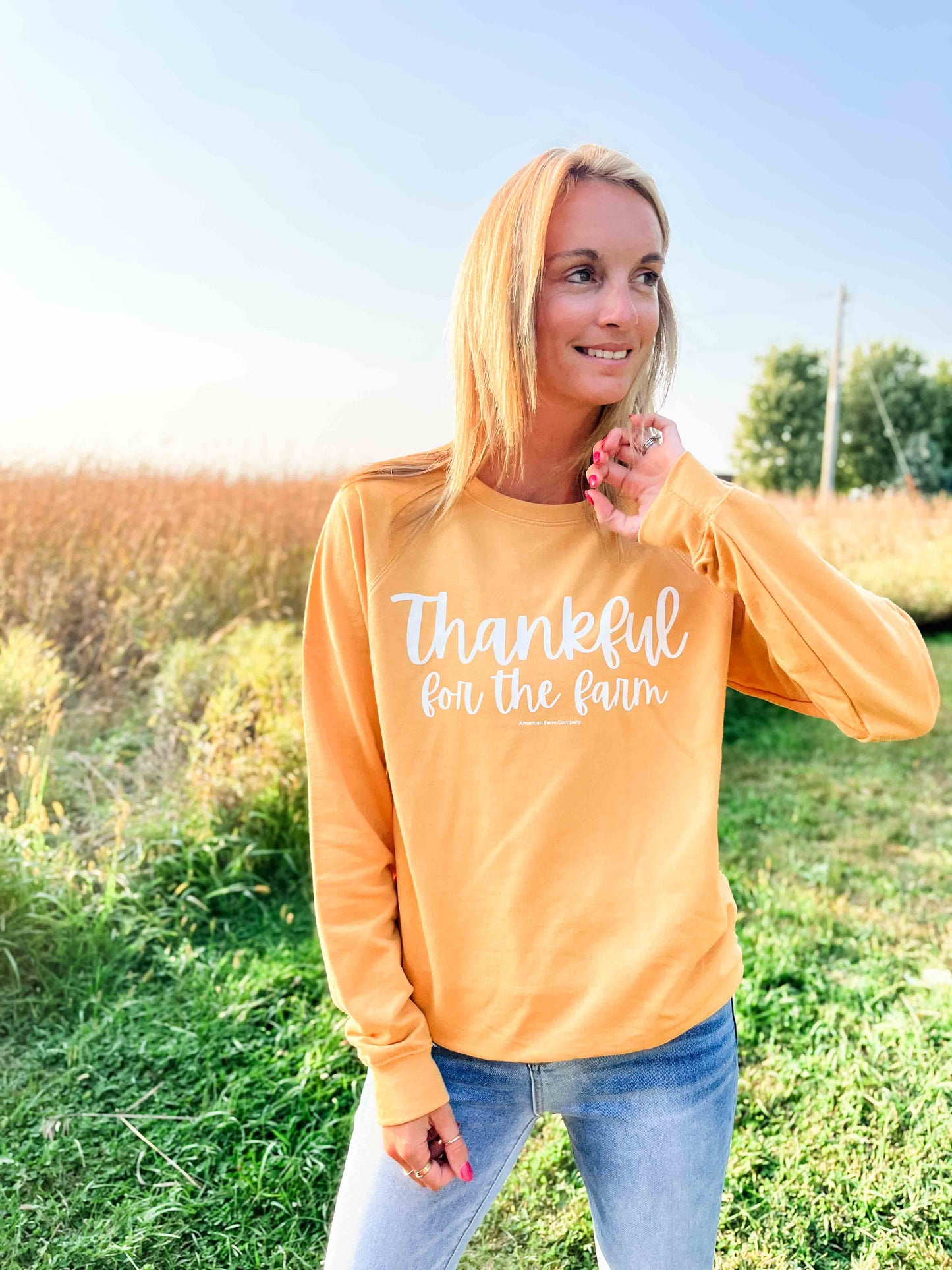 Thankful for the Farm Mustard Crewneck - American Farm Company