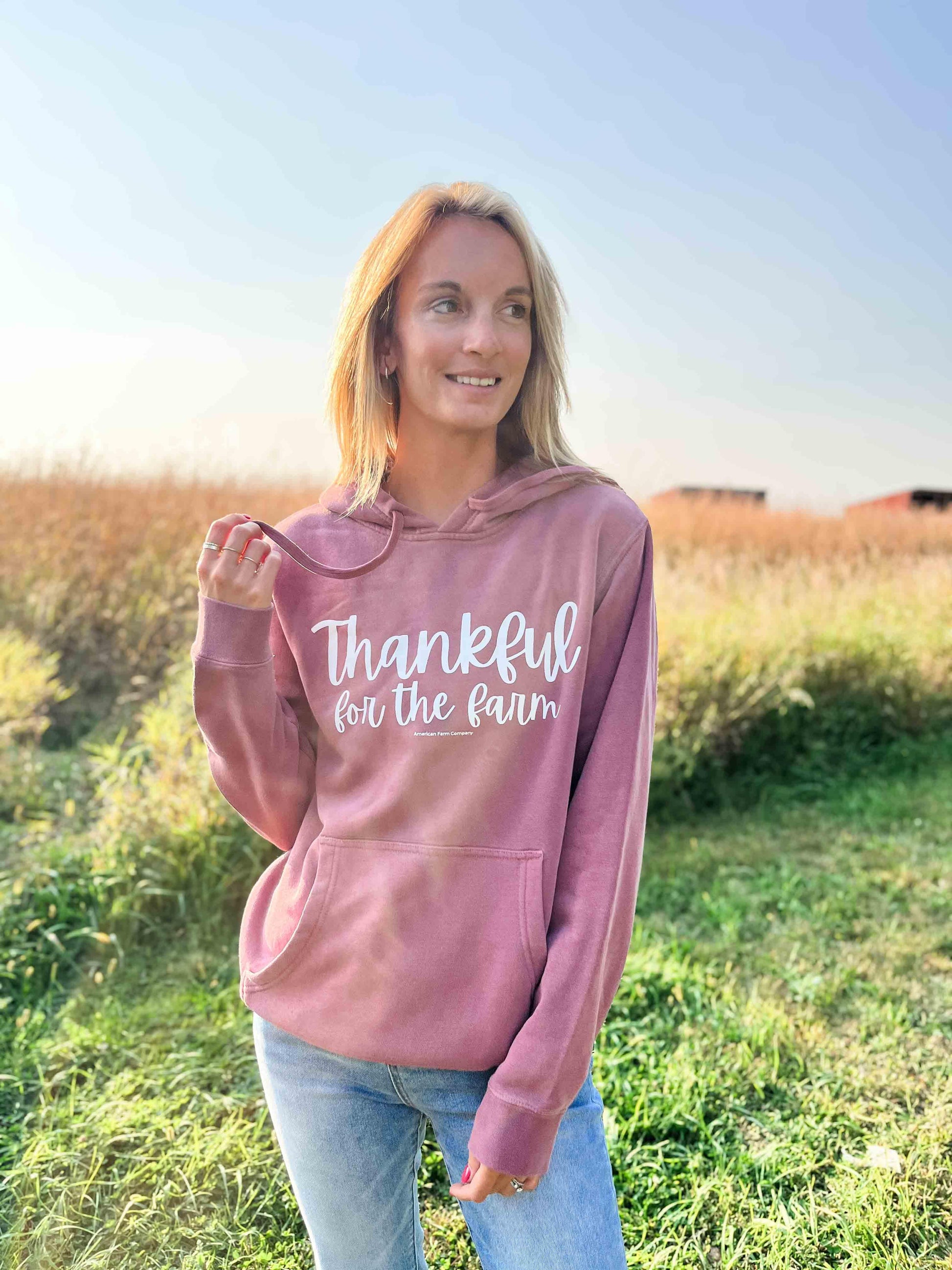 Thankful for the Farm Washed Maroon Hoodie - American Farm Company