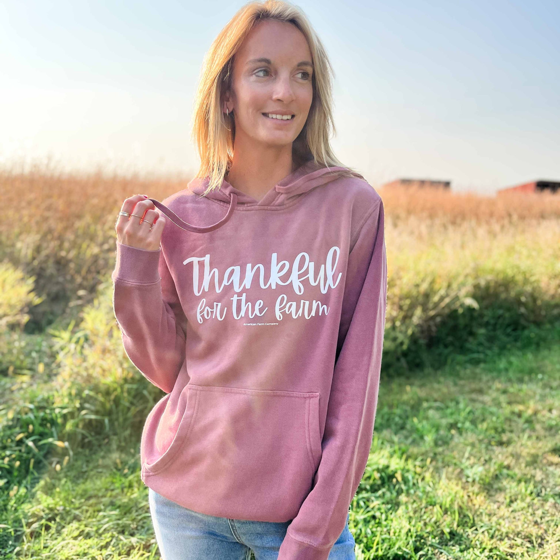 Thankful for the Farm Washed Maroon Hoodie - American Farm Company