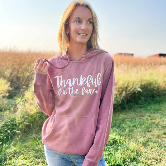 Thankful for the Farm Washed Maroon Hoodie - American Farm Company