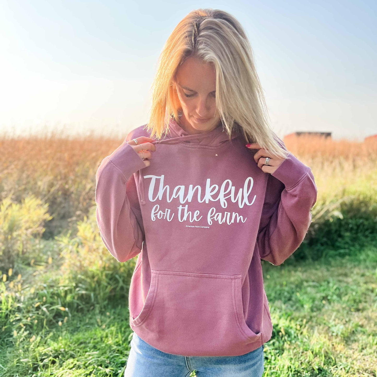 Thankful for the Farm Washed Maroon Hoodie - American Farm Company