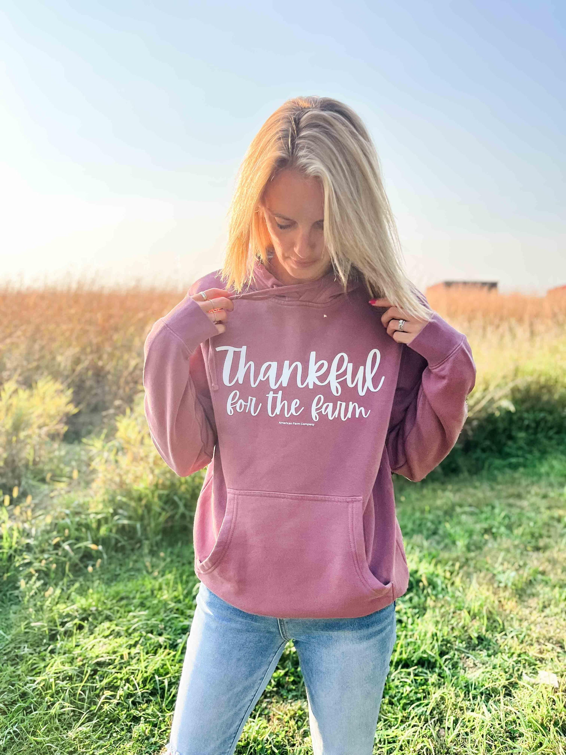 Thankful for the Farm Washed Maroon Hoodie - American Farm Company