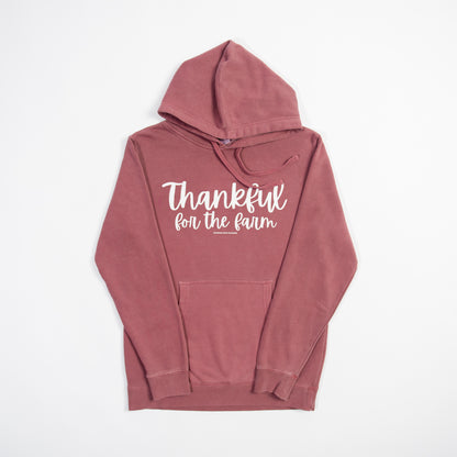 'Thankful for the Farm' Washed Maroon Hoodie