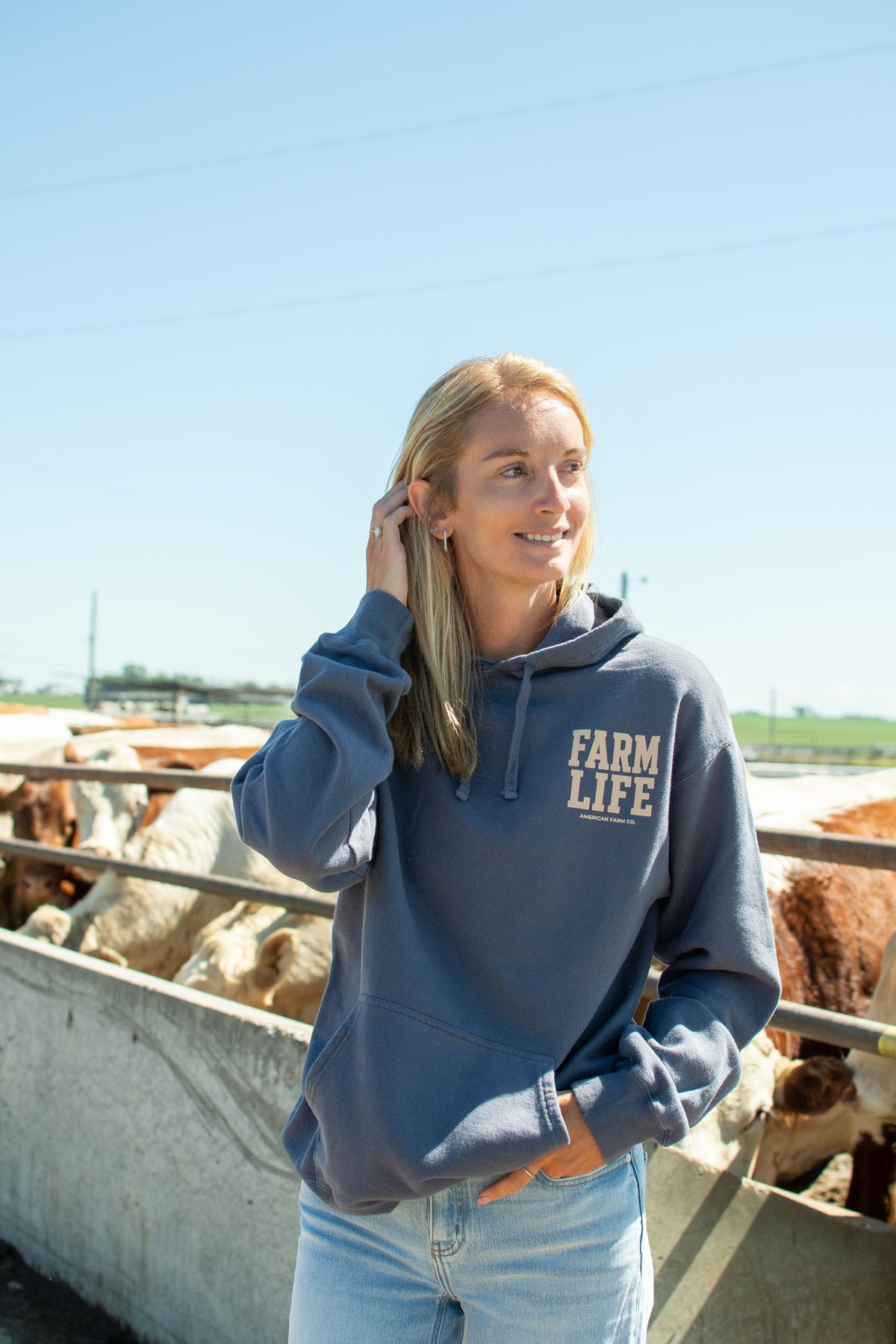 'The Farm Life Schedule' Washed Navy Hoodie