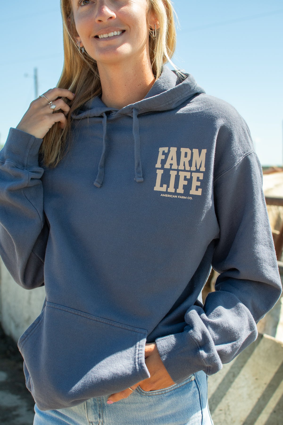 'The Farm Life Schedule' Washed Navy Hoodie