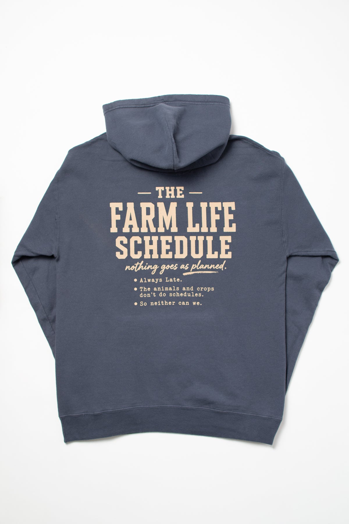 'The Farm Life Schedule' Washed Navy Hoodie