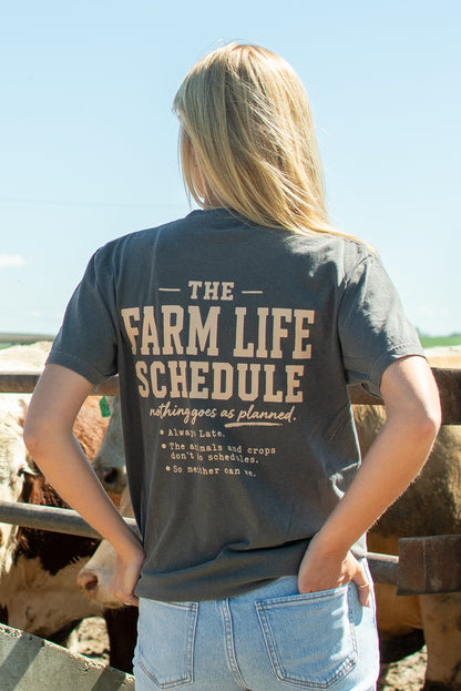 'The Farm Life Schedule' Charcoal Tee