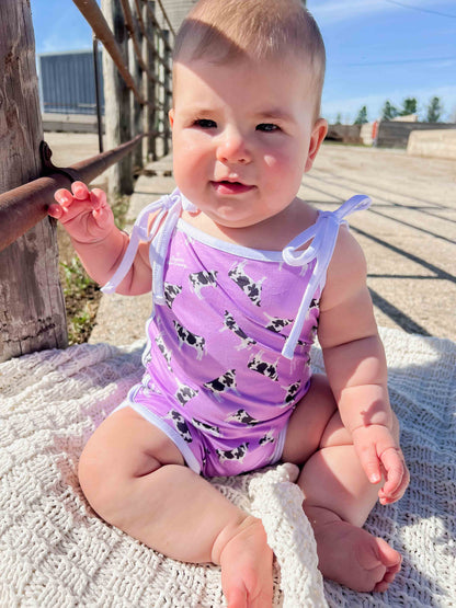 Purple Holstein Cow Infant/Toddler Romper