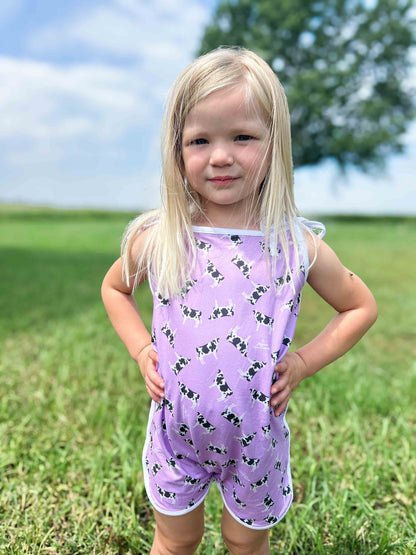 Purple Holstein Cow Infant/Toddler Romper